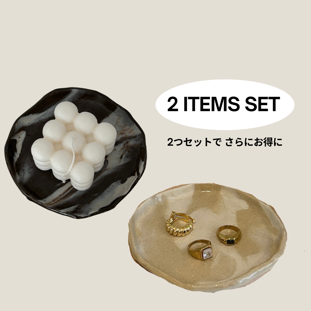 【2 COLORS SET】Handmade Ceramic Accesssory Trays