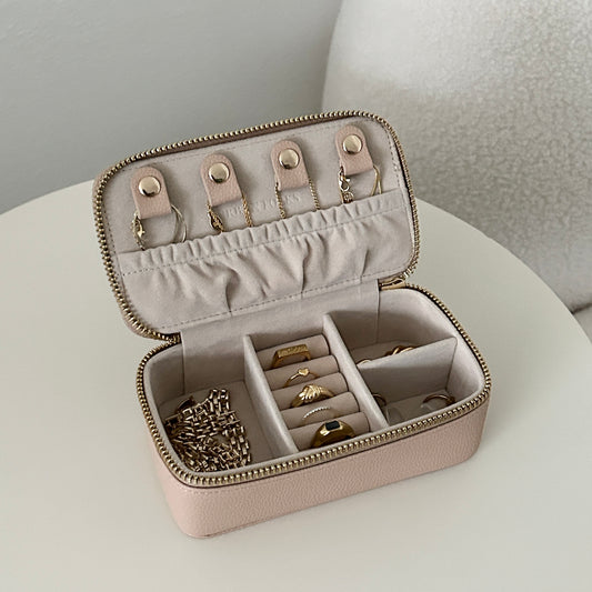 Glitter Jewelry Case (Beige/Pink)