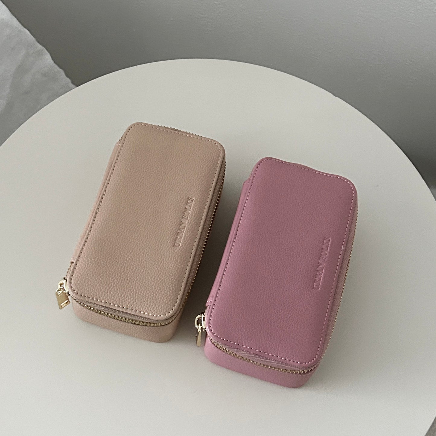 Glitter Jewelry Case (Beige/Pink)