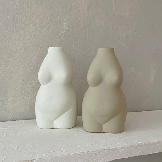 Full Nude Ceramic Vase (Taupe/Ivory)